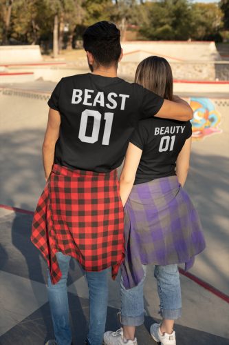 Beauty and the Beast páros póló - fekete színben