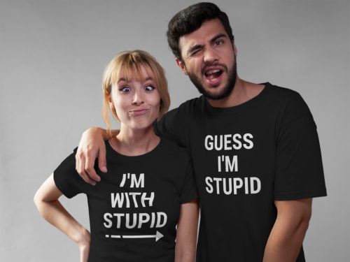 I'm with stupid páros póló - fekete színben