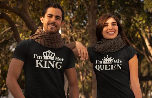 King and Queen páros póló - fekete színben 1