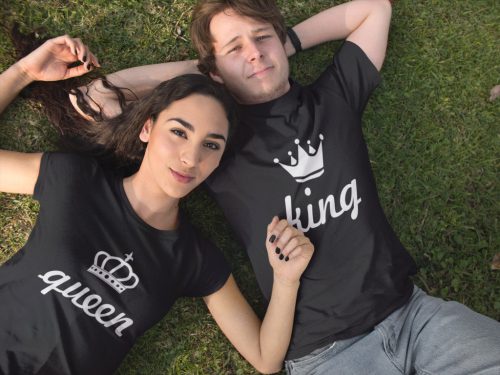 King and Queen páros póló - fekete színben 3