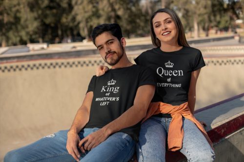 King and Queen páros póló - fekete színben 4
