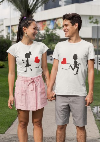 Love story páros póló - fehér színben