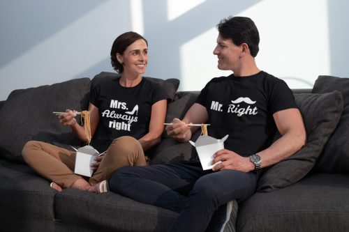 Mr. és Mrs. Right páros póló - fekete színben