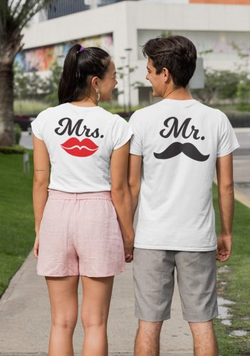 Mr. és Mrs. páros póló - fehér színben