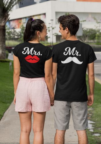 Mr. és Mrs. páros póló - fekete színben
