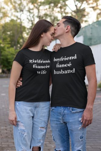 Wife és Husband páros póló - fekete színben