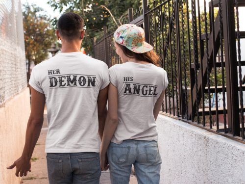 Angel és Demon páros póló - fehér színben