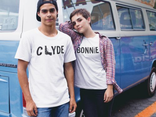 Bonnie és Clyde páros póló - fehér színben