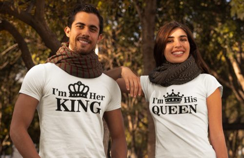 King and Queen páros póló - fehér színben 1