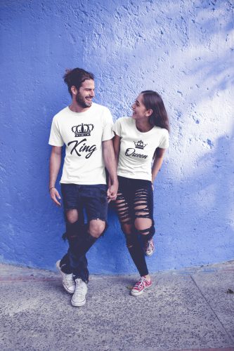 King and Queen páros póló - fehér színben 2