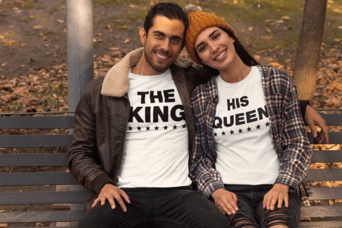 King and Queen páros póló - fehér színben 6
