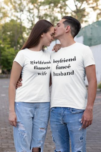 Wife és Husband páros póló - fehér színben