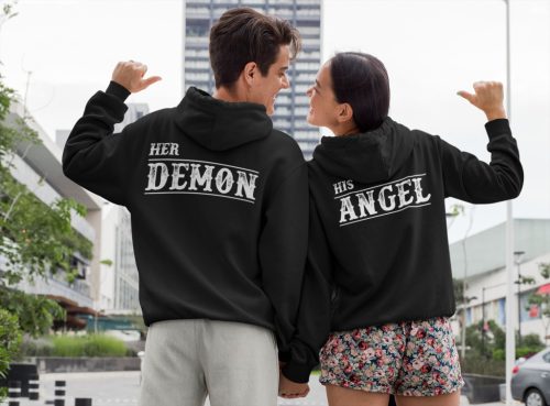 Angel és Demon páros pulóver - fekete színben