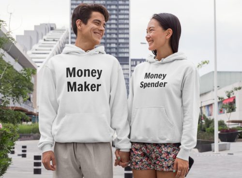 Money maker és Money spender páros pulóver - fehér színben