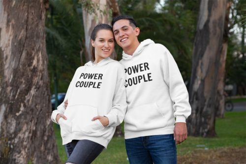 Power couple páros pulóver - fehér színben